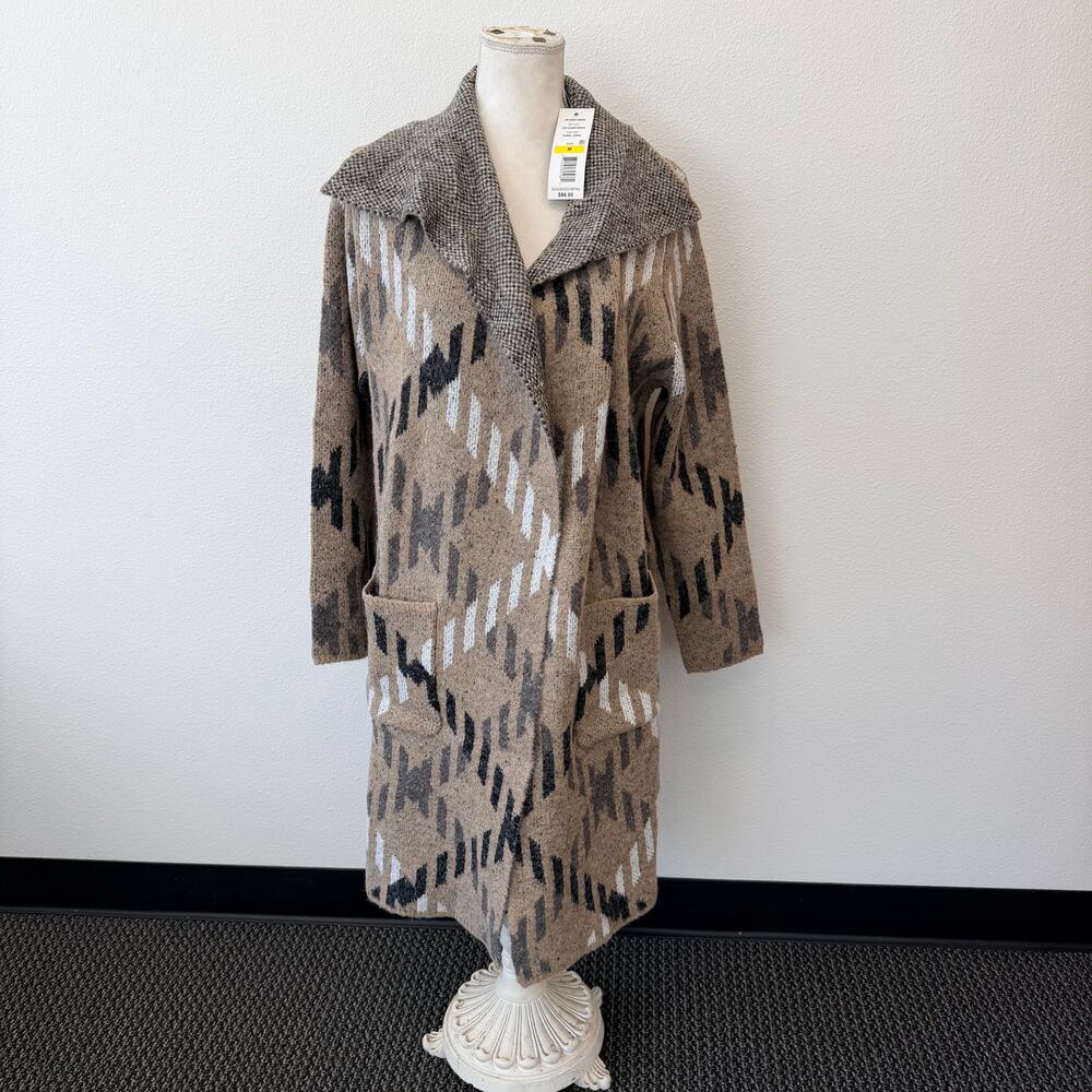 Joseph A. Womens Long Cardigan Sweater Soft Warm Brown/Gray Size Med NEW